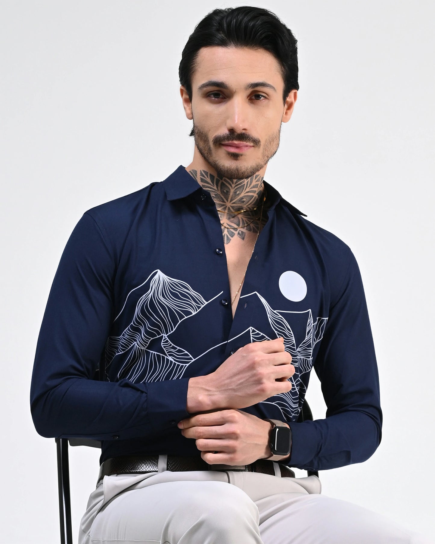 Ink Blue Party Wear Shirt