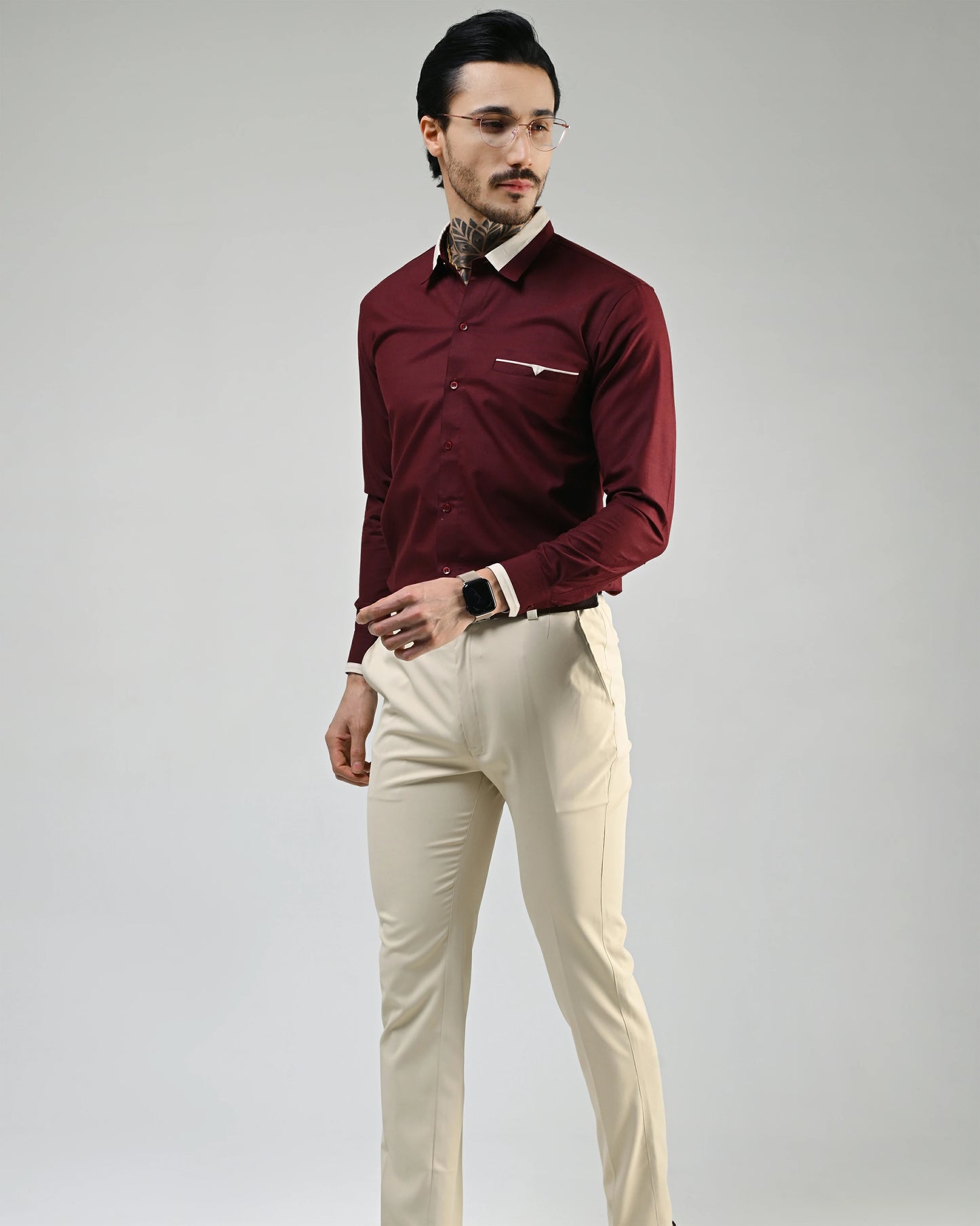 Dark Red Designer Shirt