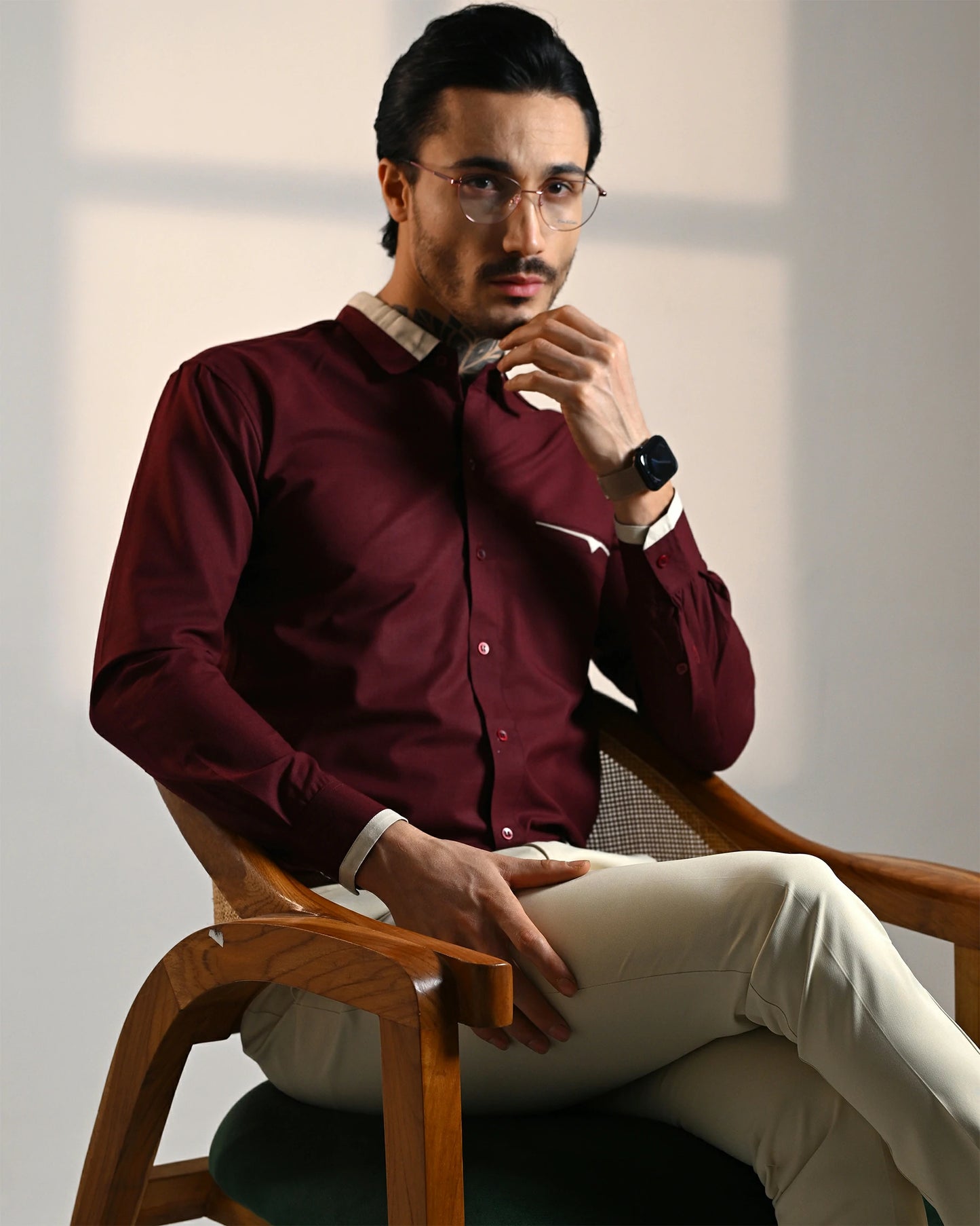 Dark Red Designer Shirt