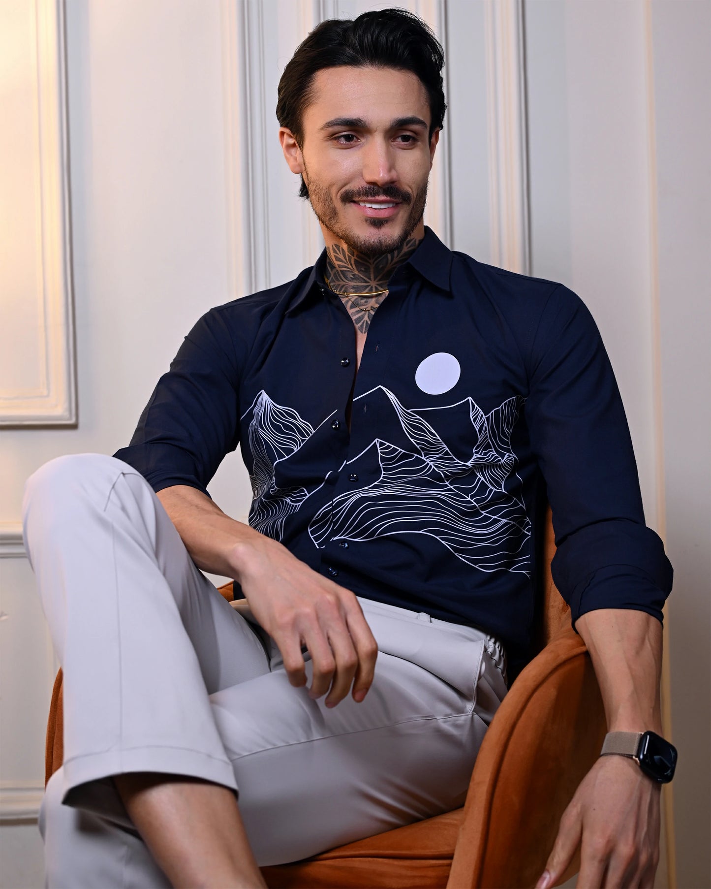 Ink Blue Party Wear Shirt