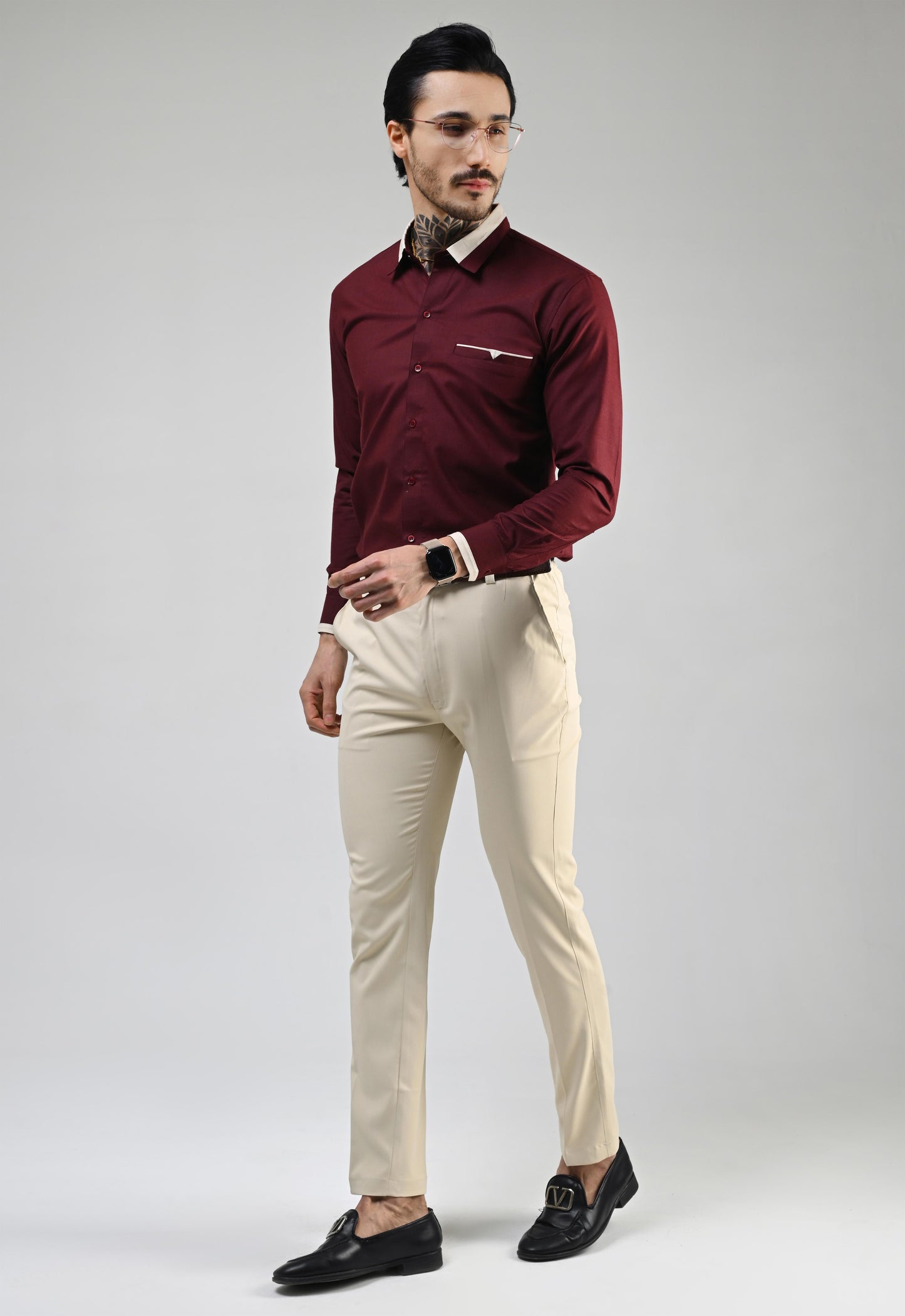 DARK RED DESIGNER SHIRT