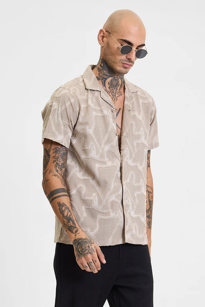 BEIGE BOX FIT SHIRT