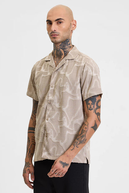 BEIGE BOX FIT SHIRT