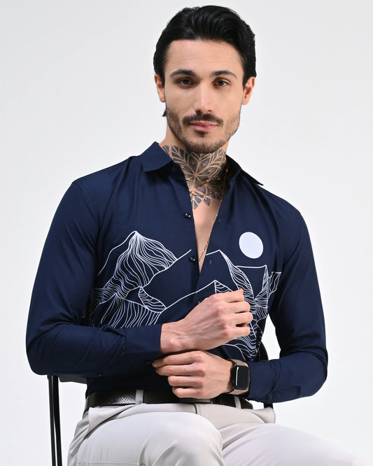 Ink Blue Party Wear Shirt