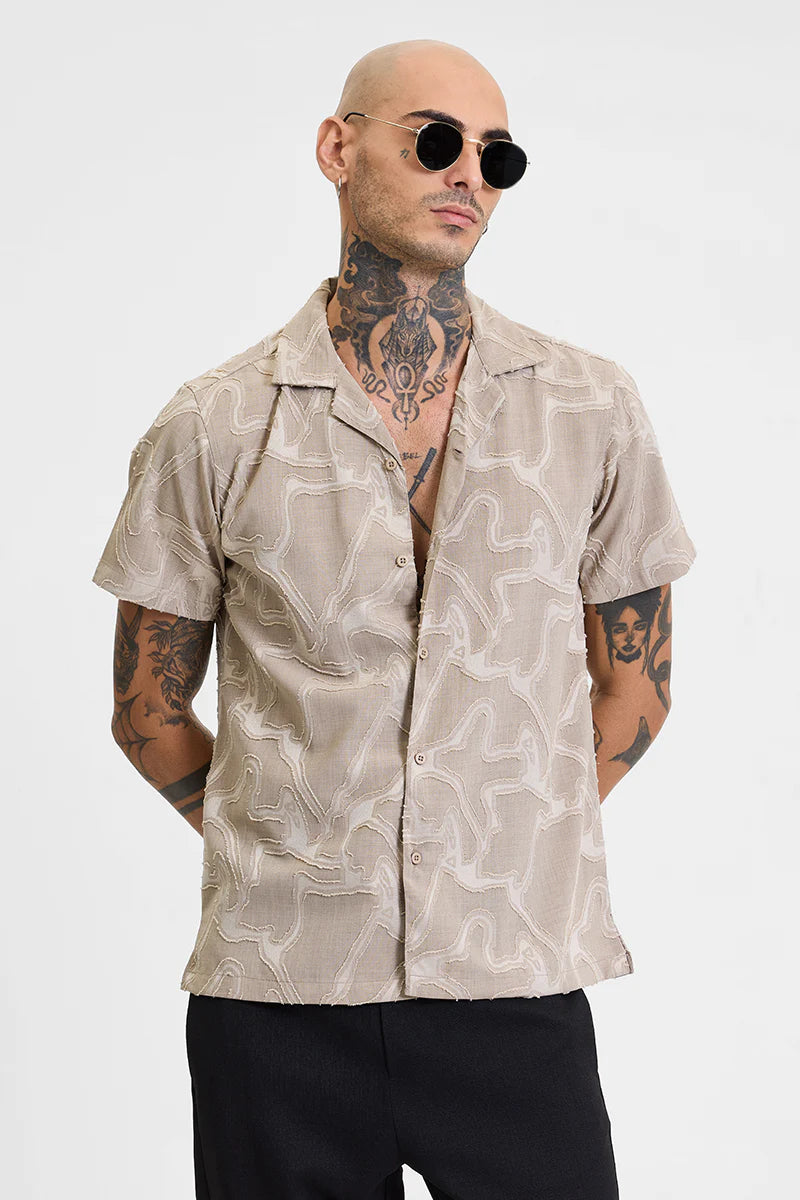 BEIGE BOX FIT SHIRT