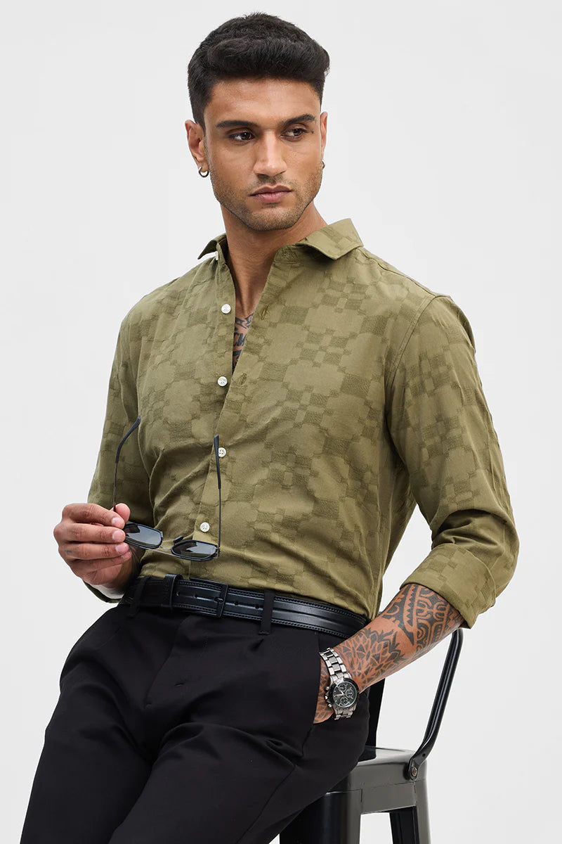 OLIVE SLIM FIT SHIRT