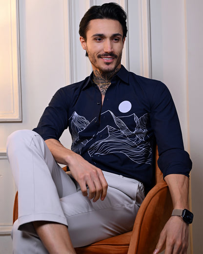 Ink Blue Party Wear Shirt