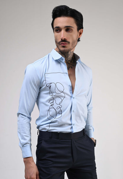 BLUE MIST PARTY WEAR SHIRT