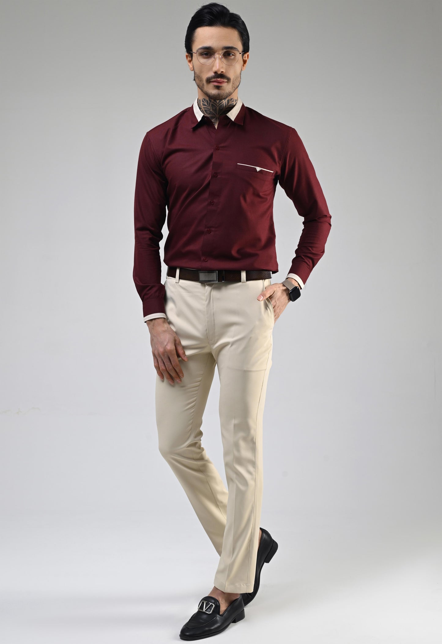 DARK RED DESIGNER SHIRT