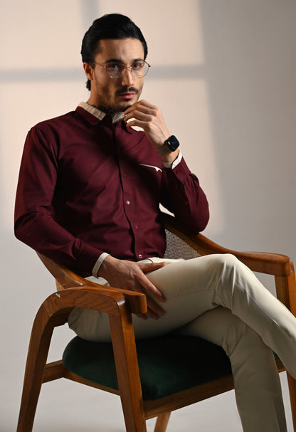 DARK RED DESIGNER SHIRT