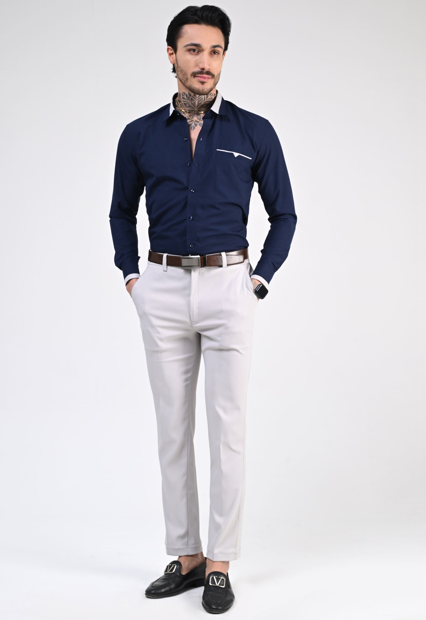 INK BLUE DESIGNER SHIRT