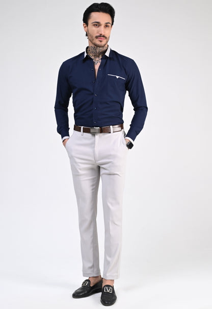 INK BLUE DESIGNER SHIRT