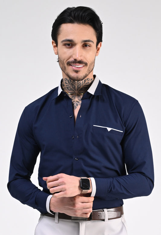 INK BLUE DESIGNER SHIRT