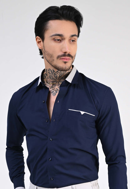 INK BLUE DESIGNER SHIRT