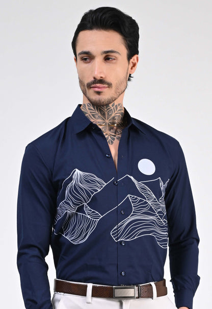 INK BLUE PARTY WEAR SHIRT