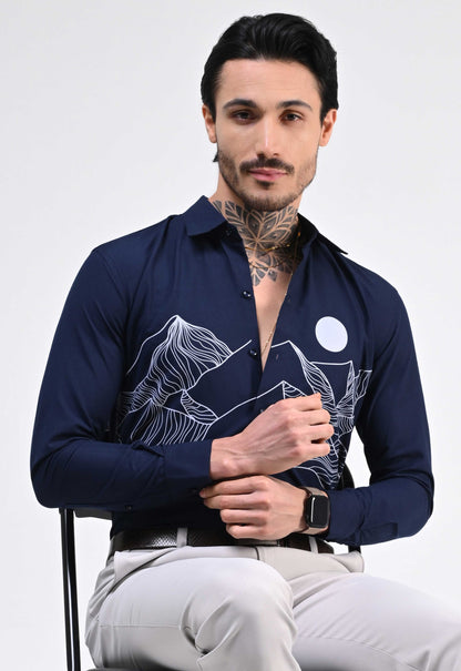 INK BLUE PARTY WEAR SHIRT