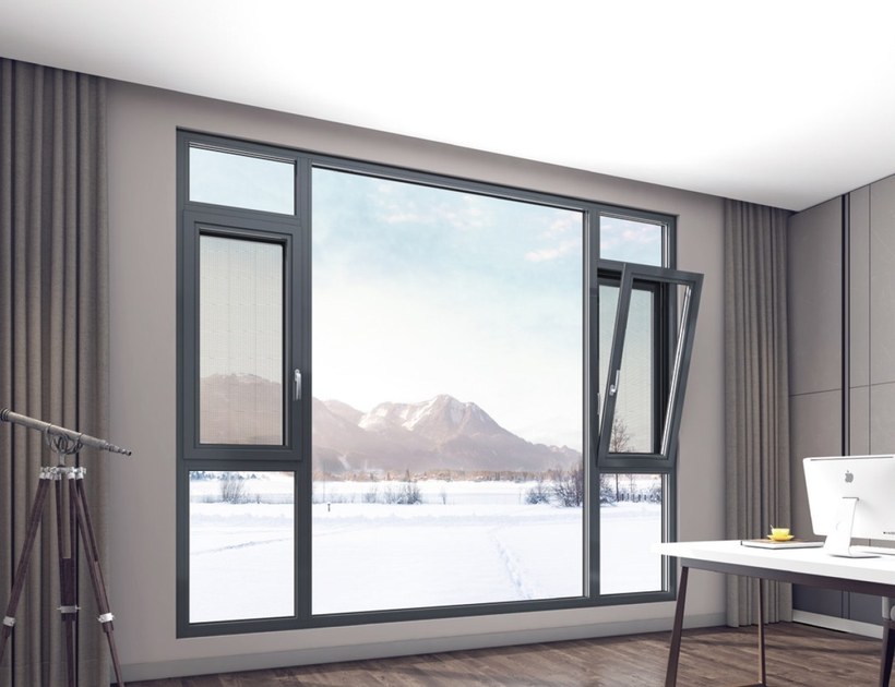 PRM-65 Series aluminum tilt-turn window open in modern home office