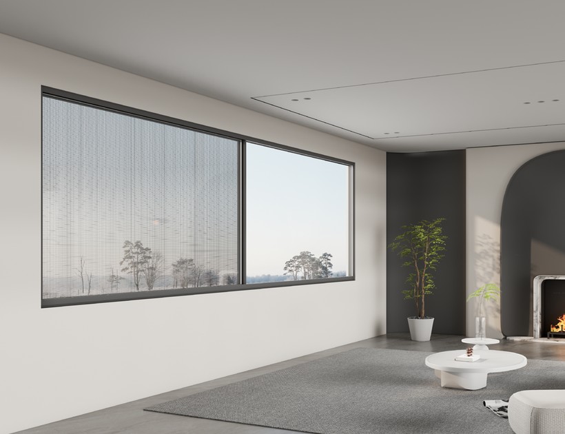 WJ-110 Slim Frame Series aluminum sliding window in modern living room