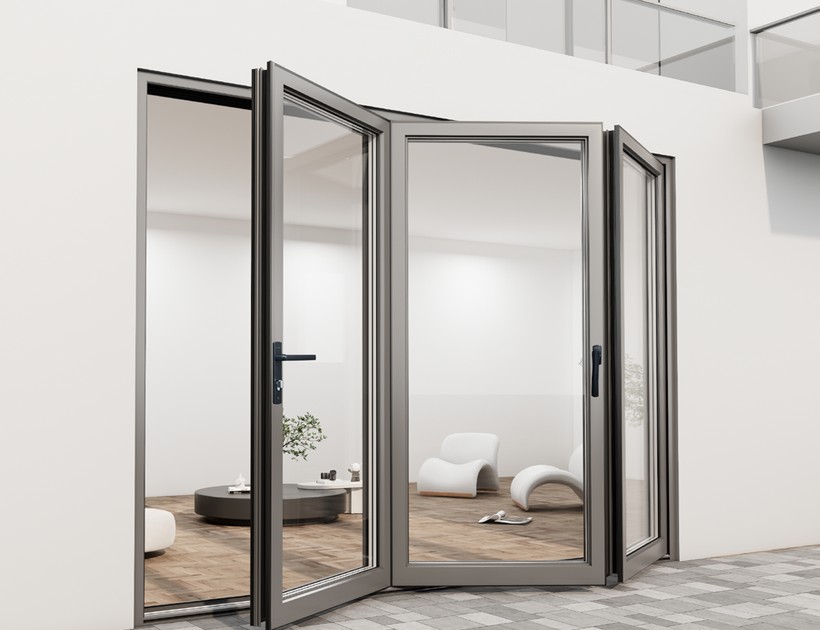 WJ-88 Series aluminum bi-fold door open in modern interior