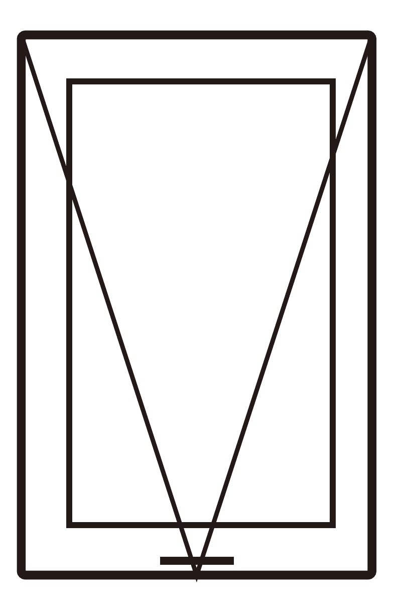 Awning window opening configuration: top-hinged sash opens outward