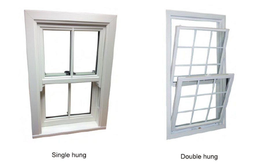 Single and double hung window configuration diagram